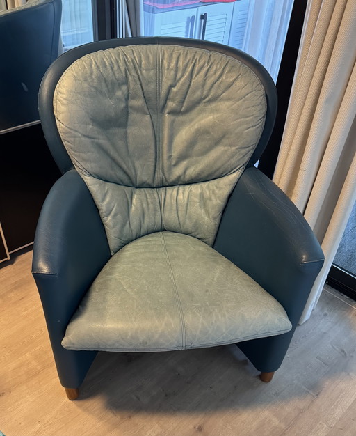 Leolux fauteuil Excalibur leder turquoise