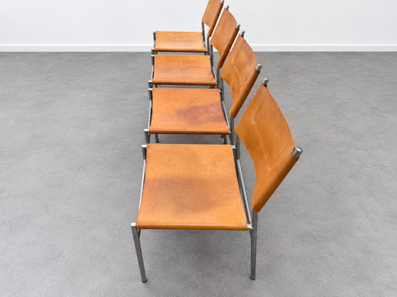 Martin Visser SE06 Dining chairs Set of 4 't Spectrum 1967 – Leather, Metal (photo 5 of 6)