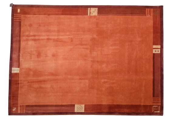 Image 1 of Handgeknüpfter moderner Nepal-Wollteppich, abstraktes Kürbismuster, 170 x 235 cm
