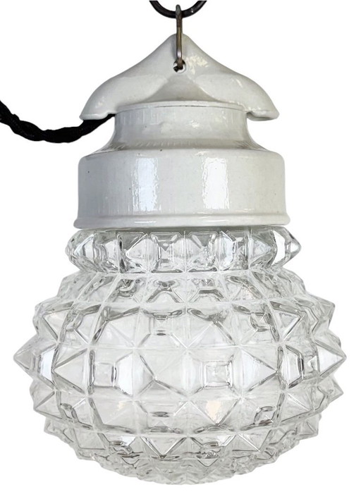 Vintage White Porcelain Pendant Light, 1970s