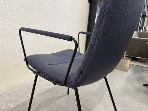 Image 1 of (1) KFF Arva Light Dining Chair with Arms Blue Leather