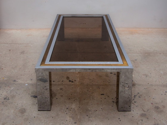 Image 1 of Belgo Chrome 1970s Coffee Table with Glass Top, Vintage design De Wulff