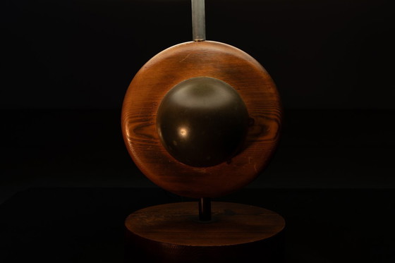 Image 1 of Rare lamp, wood and brass, 1960s, Made in Italy