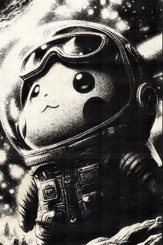 Image 1 of Kunstwerk Pikachu (Pokémon) Lichtjahre von zu Hause entfernt