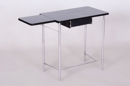 Mesa disociativa pequeña Bauhaus restaurada, de Mücke-Melder, cromada, checa, años 30 – bijzettafels, Metal, Wood