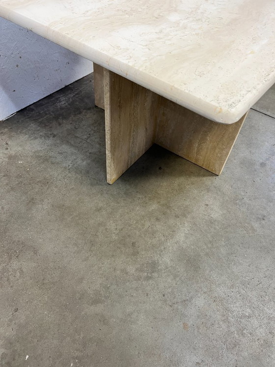 Image 1 of Tavolino da caffè vintage in travertino, quadrato, Italia anni '70