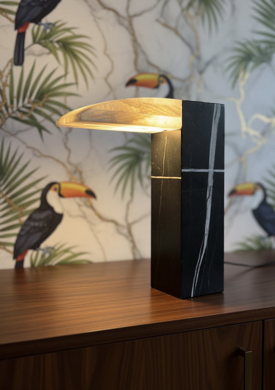 Image 1 of Design Table Lamp in Nero Dorado & Onyx - Handmade Unique Piece