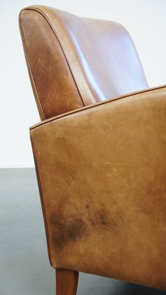 Image 1 of Rundleren Design Fauteuil in een Lichte Cognac Kleur