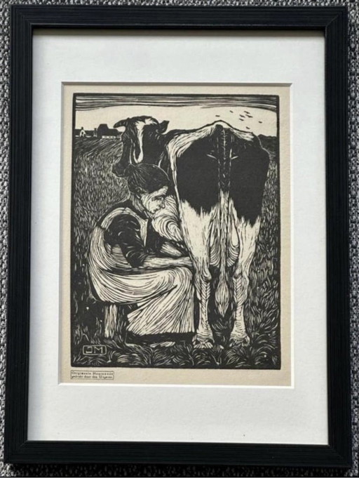 Jan Mankes 1889-1920 / Gravure sur bois originale Milker 1927