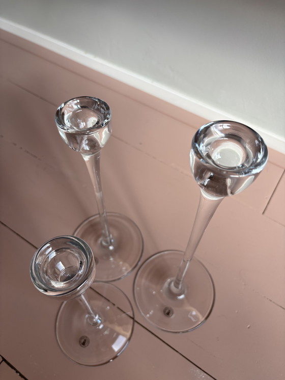 Image 1 of Juego de 3 candelabros de cristal, IKEA Blomster