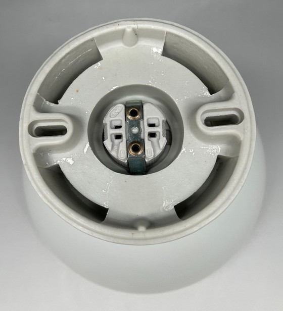 Image 1 of Minimalistische vintage wand-/plafondlamp van porselein en opaalglas – Bauhaus Scandinavisch design