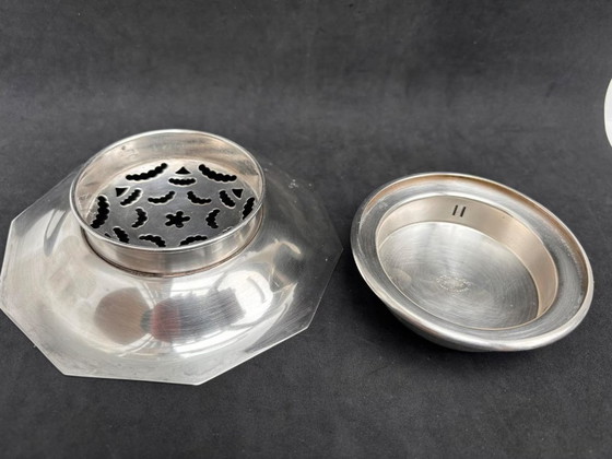 Image 1 of Vintage Coquillor boterkrulschotel: Art Deco roestvrij staal, gemaakt in Frankrijk