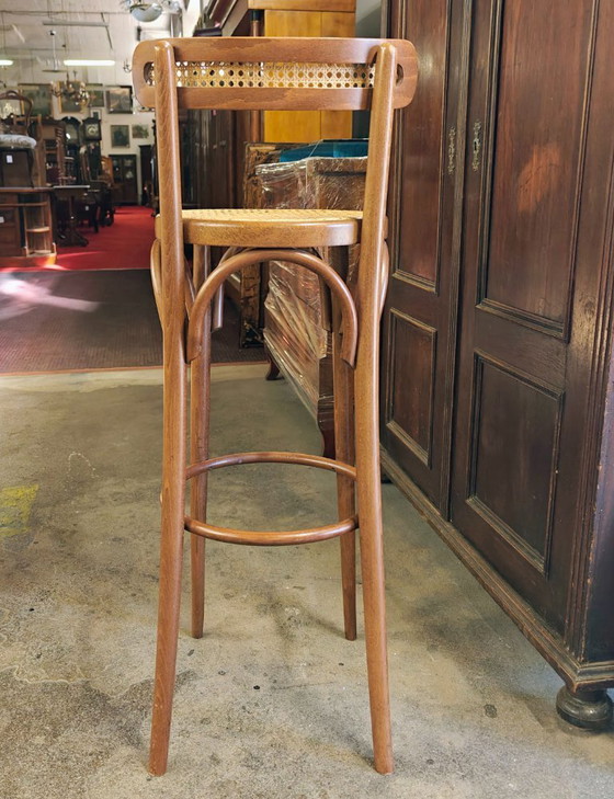 Juego de 3 sillas de madera curvada y mimbre, estilo Thonet italiano de mediados de siglo. – Asslegno (photo 5 of 8)