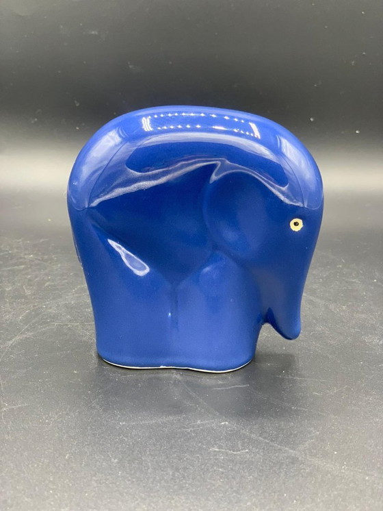 Image 1 of Vintage ceramic figurine Elki Stoneware Holland elephant blue