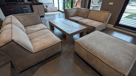 Image 1 of Modulaire hoekbank (Goossens Jim) Micro Leer Alcamara Licht Grijs