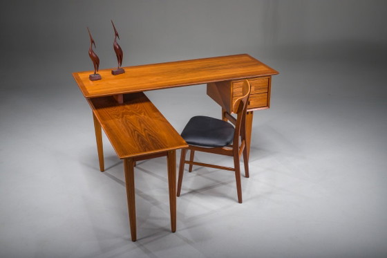 Escritorio de teca en forma de L Mid-Century Modern, años 70 – Wood (photo 10 of 18)