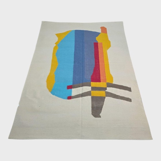 Wandteppich im Man-Ray-Stil mit Drehtürenmotiv | Handgewebt | Unikat (96 × 70 Zoll) – Teppiche & Läufer, Wool (photo 3 of 10)