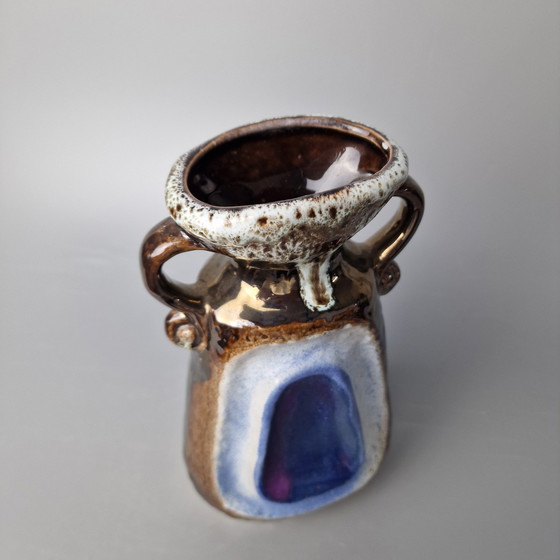 Image 1 of Vintage West German Fat Lava Vase Made by Walter Becht, Shape number WB 149/23, Colours : Violet, blanc et brun