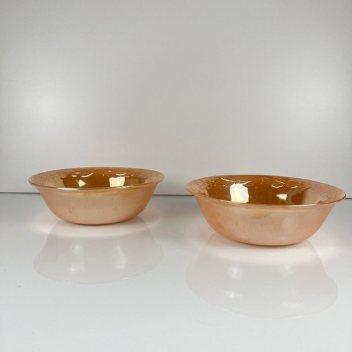 Bedeutender Fire-King Peach Service-Kronleuchter „Laurel Leaf“ für 12 Personen, Anchor Hocking, USA, 1950er Jahre