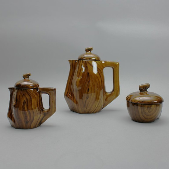 Image 1 of Eugène Grandjean - Vaisselle Faux Bois - Atelier Grandjean, Vallauris, France - années 1960 - marqué