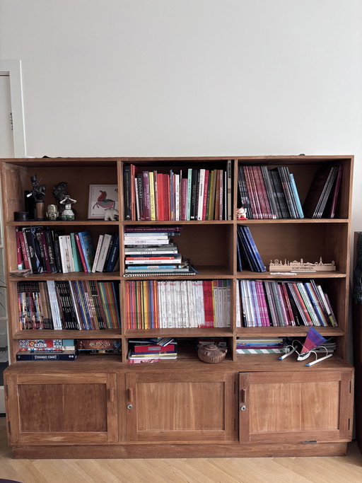 Boekenkast/bibliotheek van teakhout