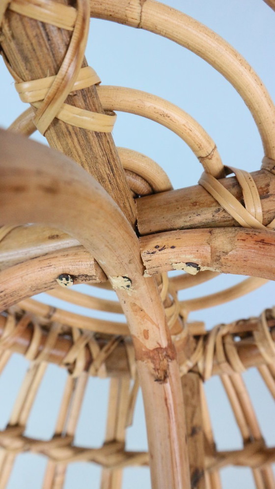 Image 1 of Pouf, jardinière, tabouret ou table d'appoint en rotin vintage des années 1960 par Dirk van Sliedrecht