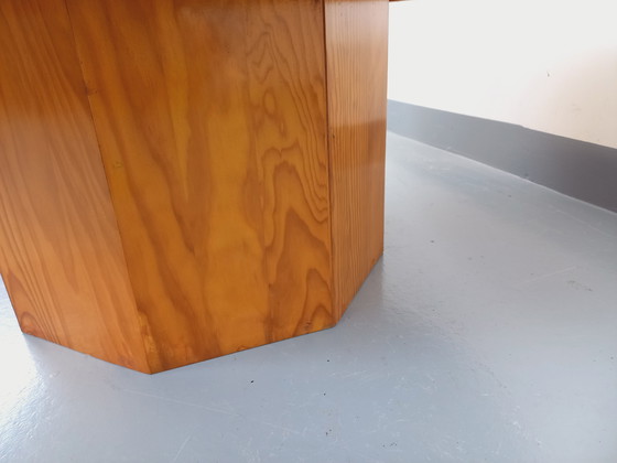 Image 1 of Round vintage pine coffee table from the 70s