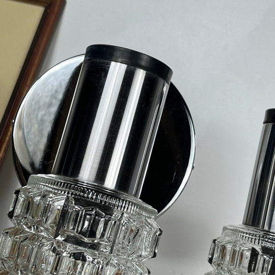 Pair of seventies stainless steel and glass globe Wall lights, Metal, Silver (photo 6 of 9)