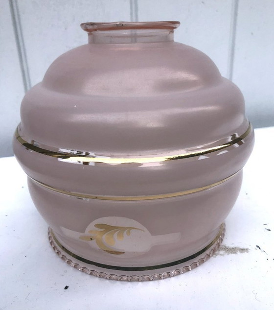 Image 1 of Lot de 5 bobêches anciennes, rose clair, en verre Booms De Rupel, Belgique