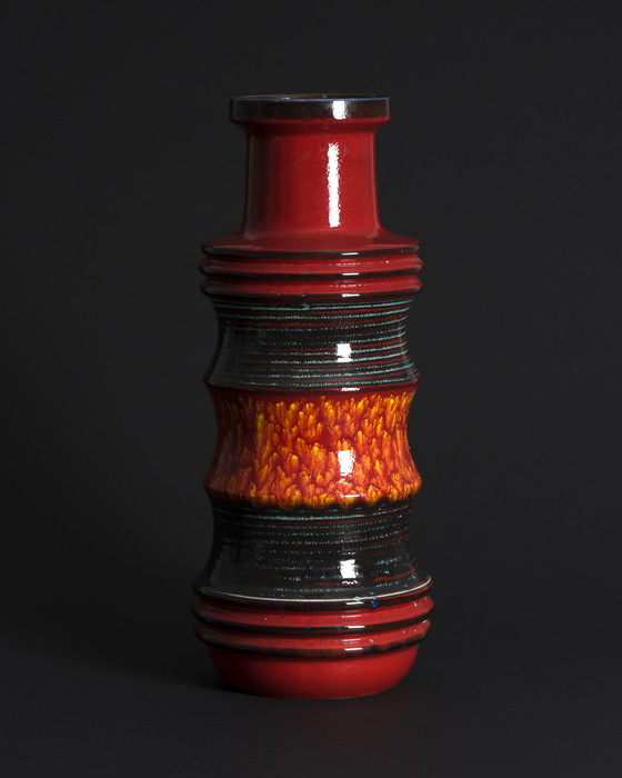 Image 1 of XXL Scheurich Fat Lava Pagoda Floor Vase 266-53 Bodenvase West German Pottery