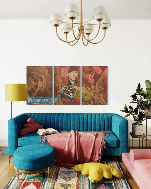 Minga, huile sur toile, 180 x 90 cm, triptyque