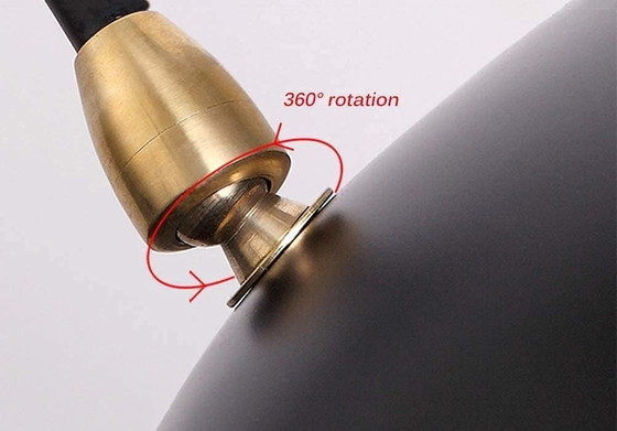 Image 1 of Serge Mouille Lampada da parete a 2 bracci dritti orientabili