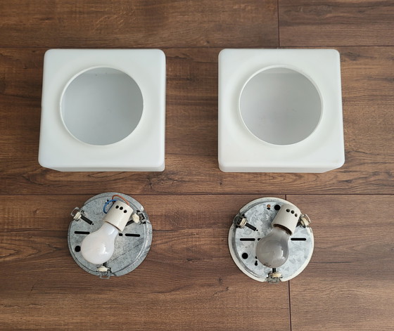 Image 1 of 2 Mid - Century Bauhaus Ceiling Lamps in Opaline White