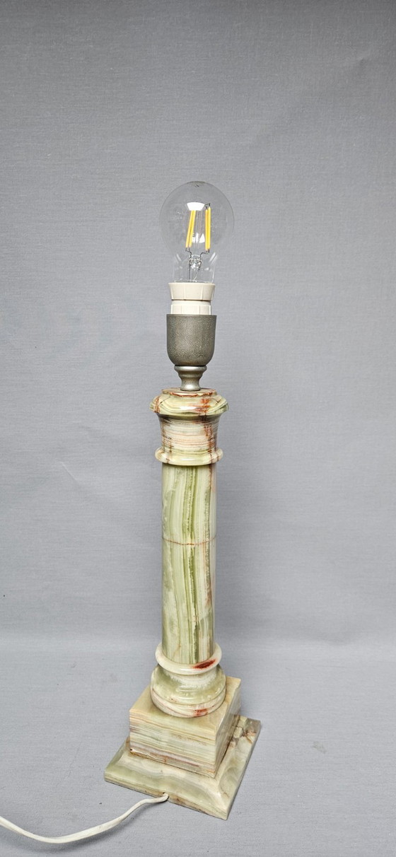 Polished Green Onyx Marble, Metal Fixture. – Table lamps (photo 8 of 12)