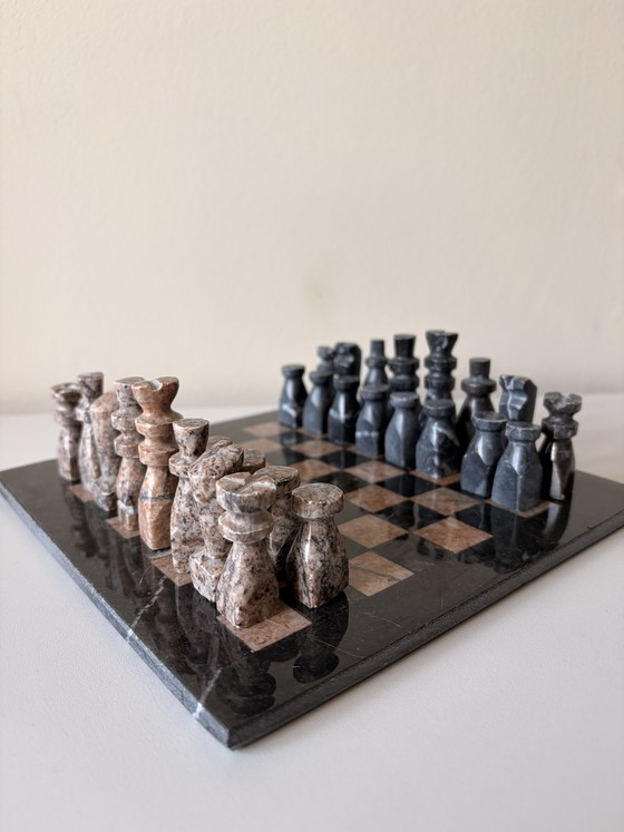 Image 1 of Jeu d'échecs vintage en marbre