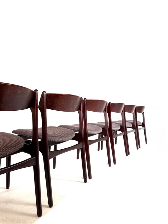 6 chaises de salle à manger vintage, Erik Buch ‘70 – Wood, Textile (photo 4 of 15)