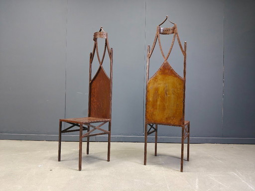 Pair of gothic french side chairs, 1960s 