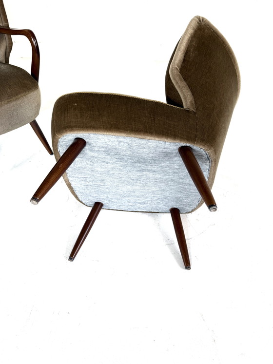 Image 1 of 2x vintage velvet cocktail fauteuils ‘60