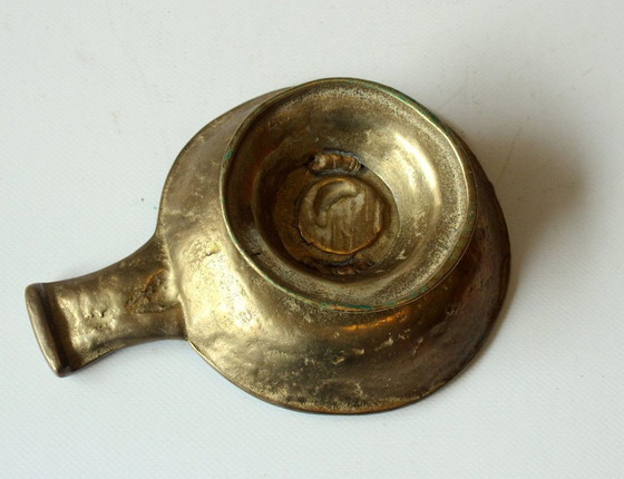 Image 1 of Solid design candle holder/chamber chandelier brass Brutalist - handmade - vintage