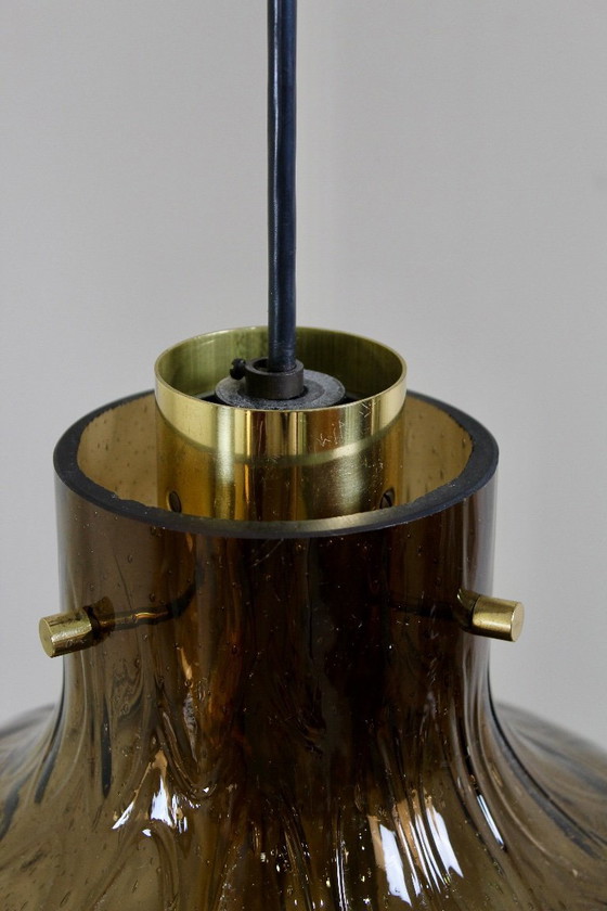 Image 1 of Lampada a sospensione in vetro fumé dal design vintage