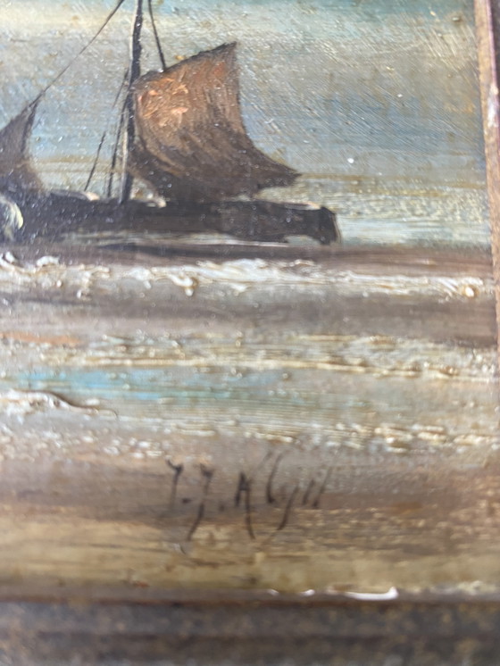 Image 1 of Peinture à l'huile vintage - Signée J.J.Klijn - panneau