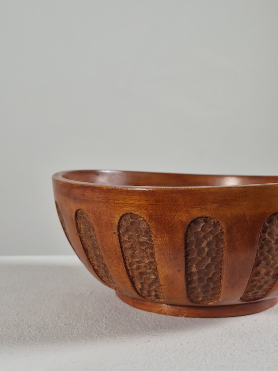 Cuenco antiguo tallado a mano firmado 1930 Scandi – Madera (photo 13 of 14)