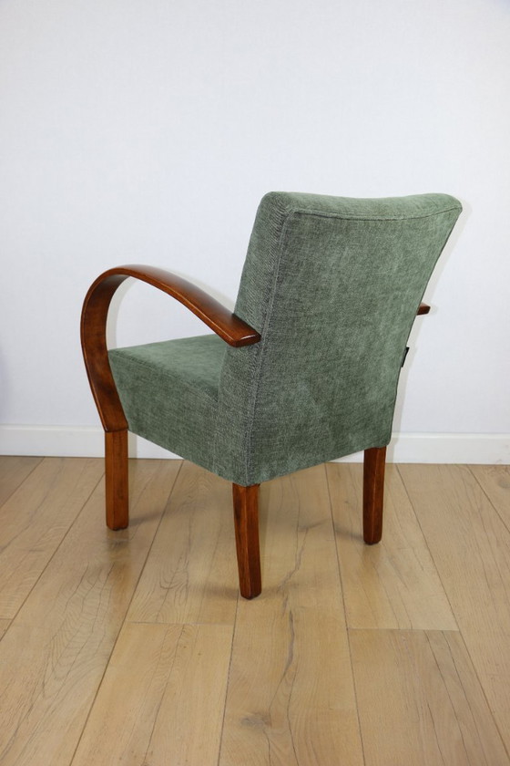 Image 1 of Bent vintage Art Deco loft armchair olive green