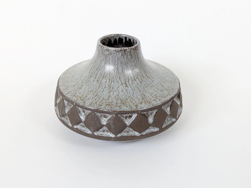 Midcentury Danish Vase by Frank Keramik | Light Blue Brown Glaze
