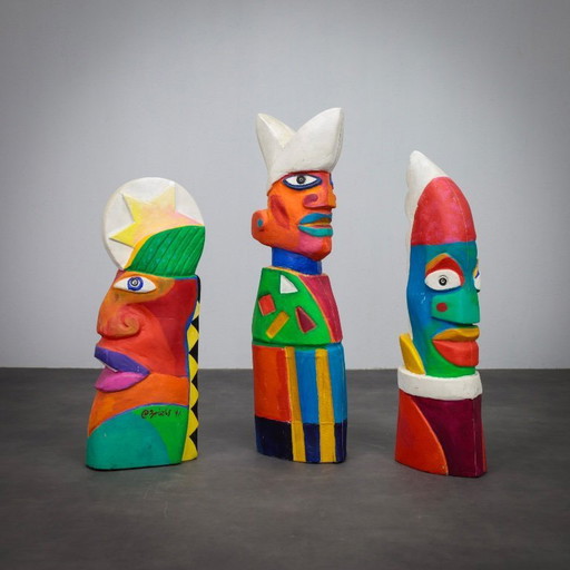 Ensemble de sculptures uniques et vibrantes de Clemens Briels, Pays-Bas, années 1990