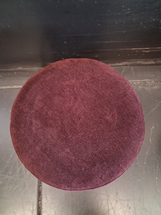Image 1 of Burgundy stool with buttons