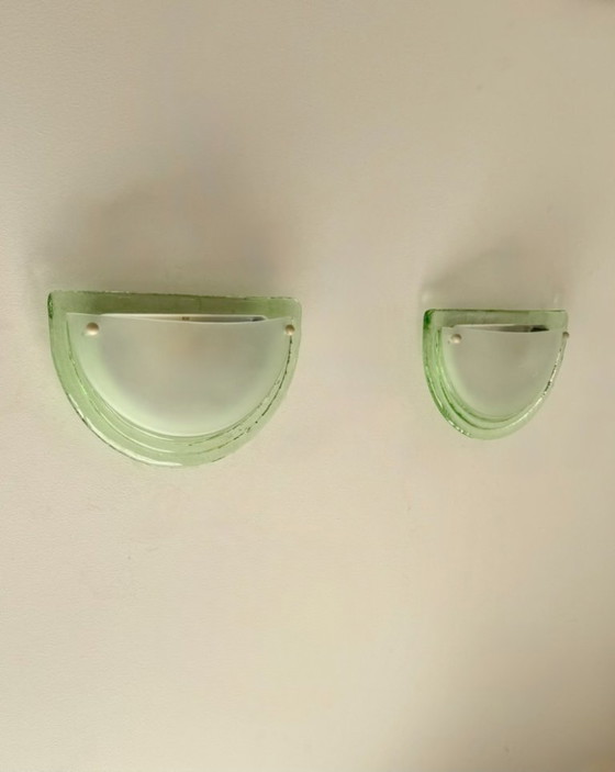 Pair of vintage wall lights in Murano glass and sandblasted glass, Italy, 1980. (photo 7 of 7)
