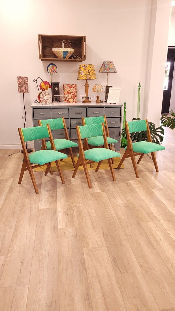 Image 1 of 5 sedie con gambe a compasso