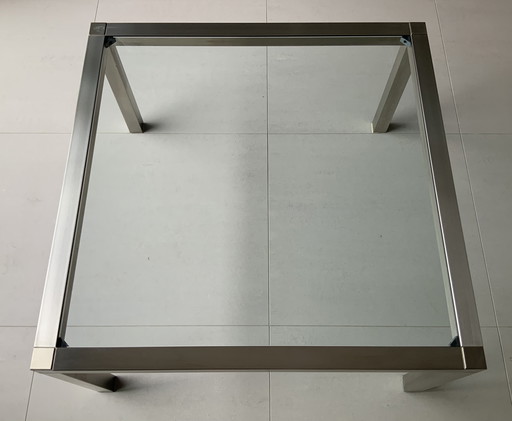 Table basse Galotti & Radice en verre et acier inoxydable