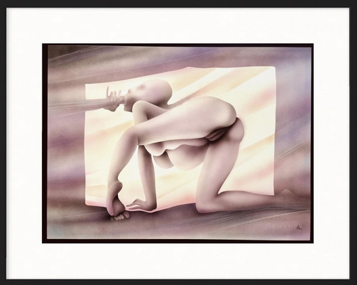 Yvon Adam erotic painting circa 1985 / framed
